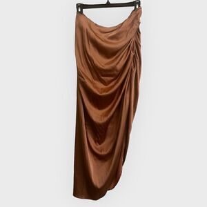 Anna Grace Ruched Side slit skirt Rose size Large